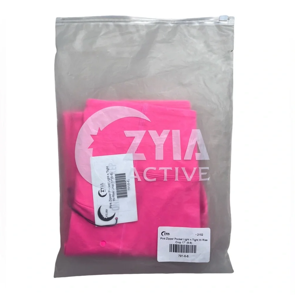 Pink Zipper Pocket Light n Tight Hi Rise Crop 17” (6-8) ZYIA NWT 791 - Picture 14 of 14